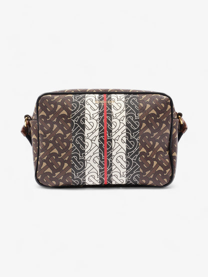 Burberry Monogram Stripe Zipped Brown  / Black / White Coated Canvas