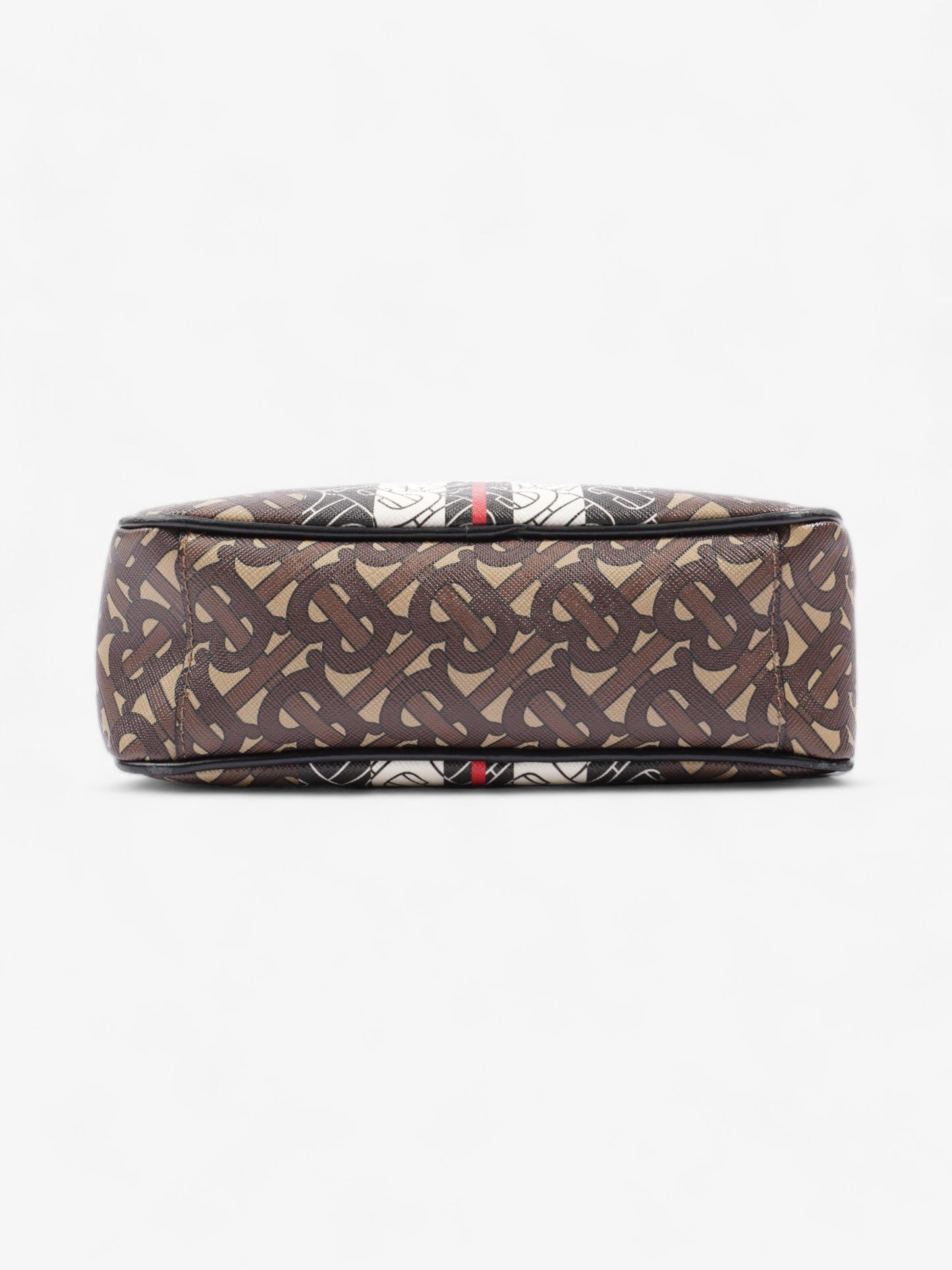 Burberry Monogram Stripe Zipped Brown  / Black / White Coated Canvas