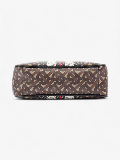 Burberry Monogram Stripe Zipped Brown  / Black / White Coated Canvas