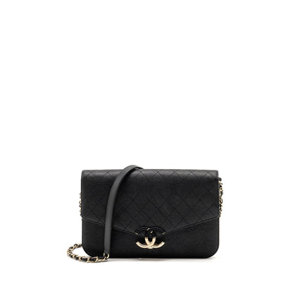 Chanel Paris-Cuba Thread Around Flap Bag With Chain Caviar Black L
