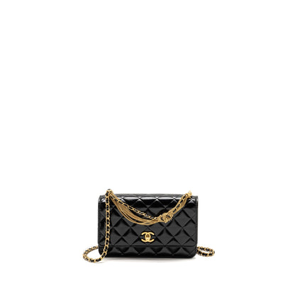 Chanel 24A Wallet On Chain Shiny Calfskin Black  (Microchip)
