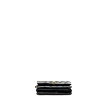 Chanel 24A Wallet On Chain Shiny Calfskin Black  (Microchip)