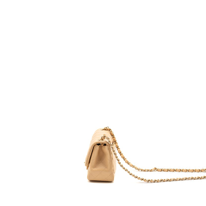 Chanel Mini Square Flap Bag Lambskin Beige L (Microchip)