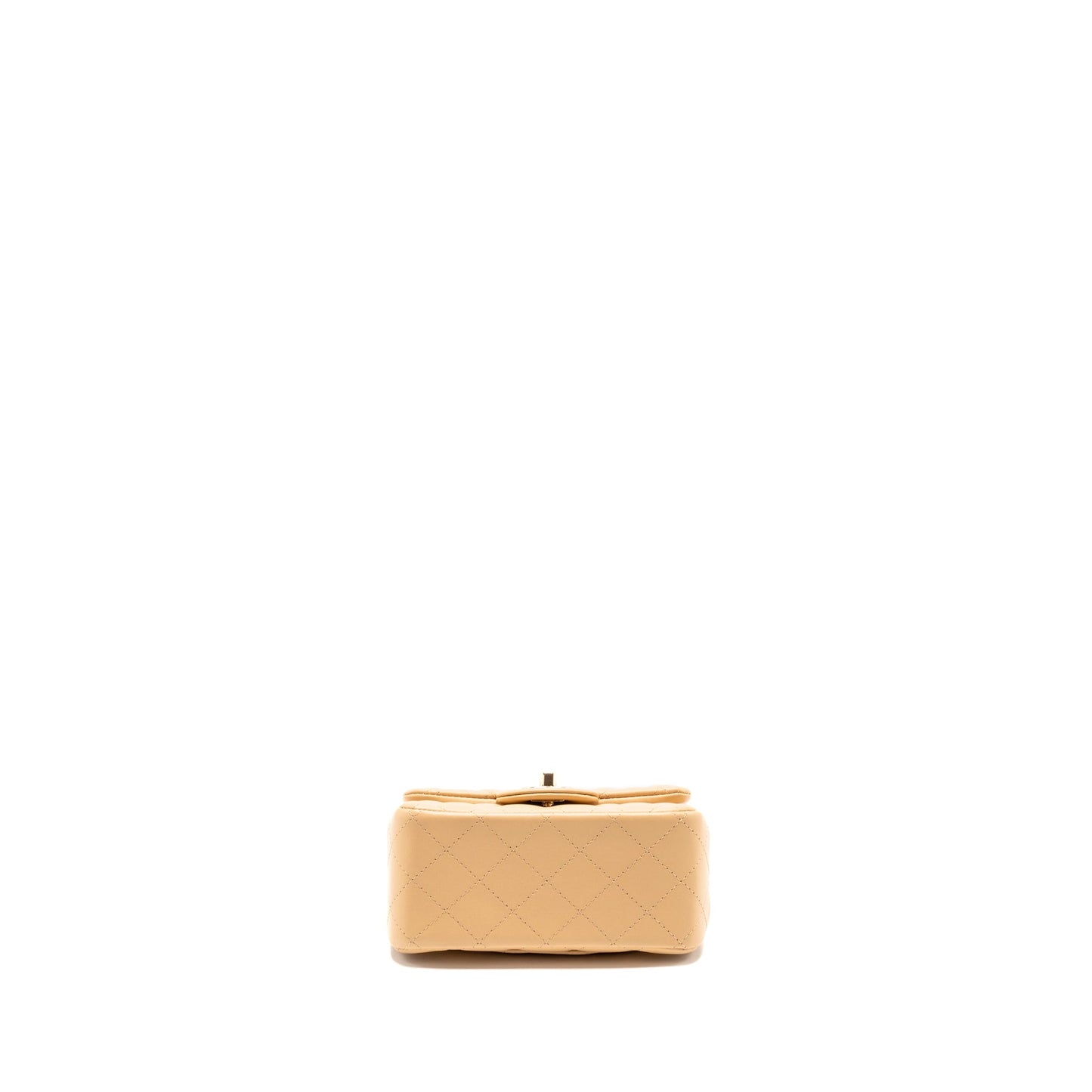 Chanel Mini Square Flap Bag Lambskin Beige L (Microchip)