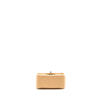 Chanel Mini Square Flap Bag Lambskin Beige L (Microchip)