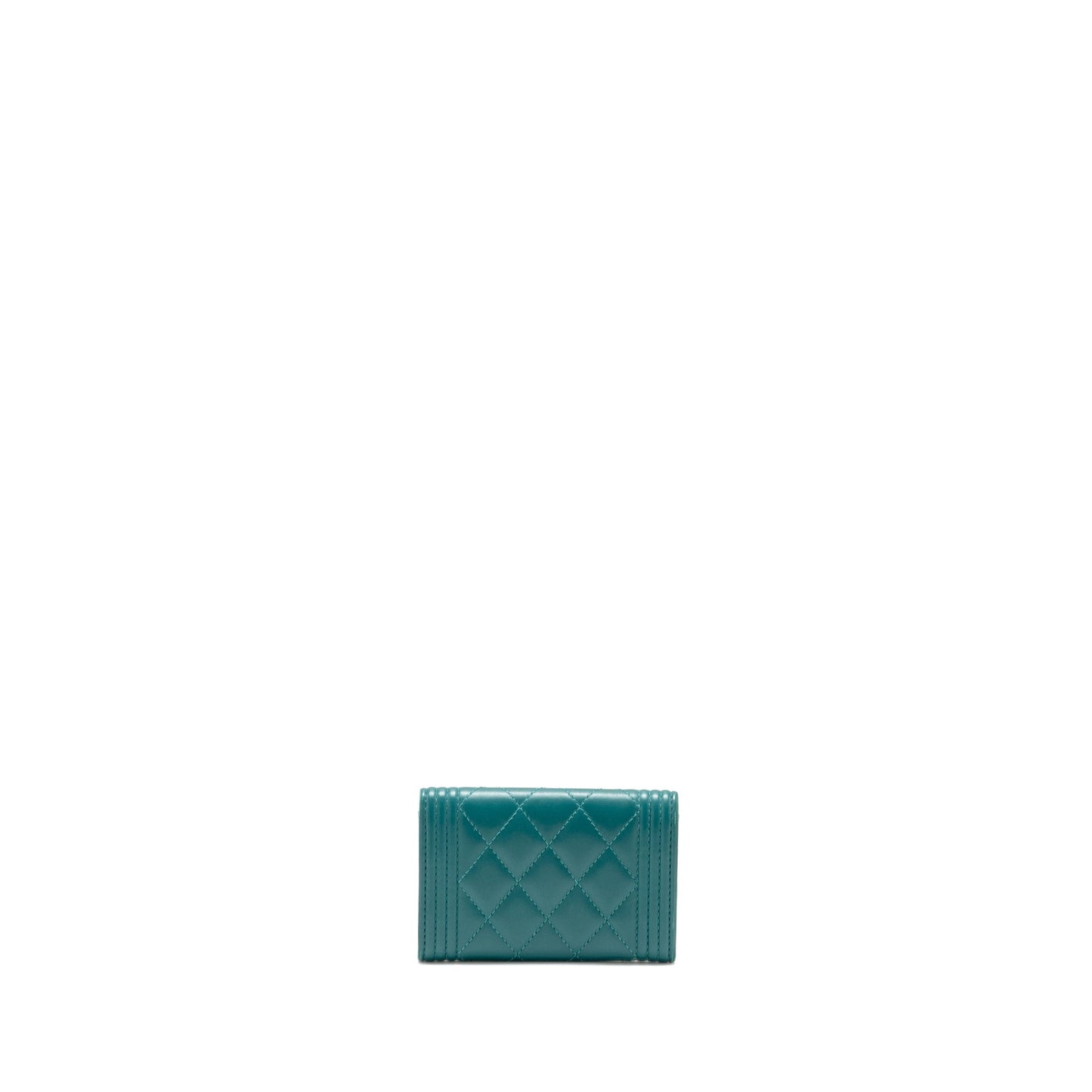 Chanel Boy Flap Card Holder Lambskin Green L