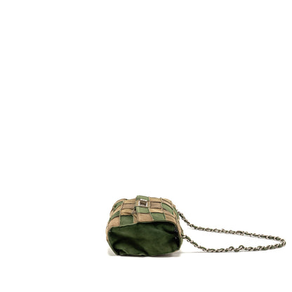 Chanel 2.55 Patchwork Single Flap Bag Suede Dark Green