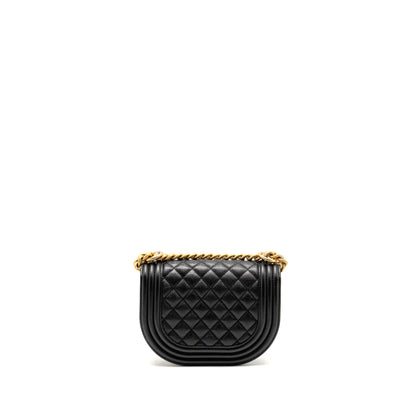 Chanel 22A Round Boy Messenger Bag Caviar Black  (Microchip)