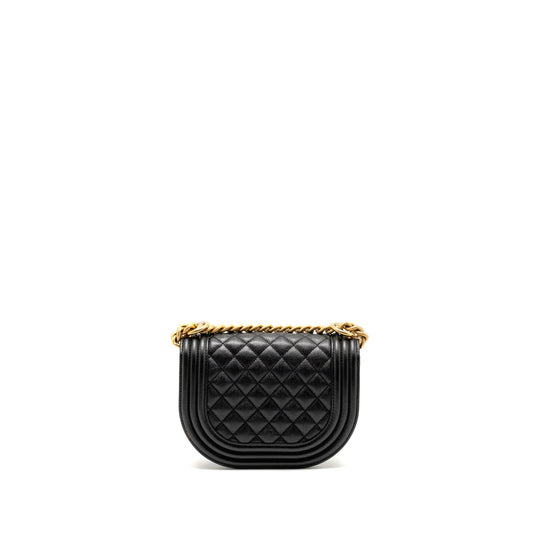 Chanel 22A Round Boy Messenger Bag Caviar Black  (Microchip)