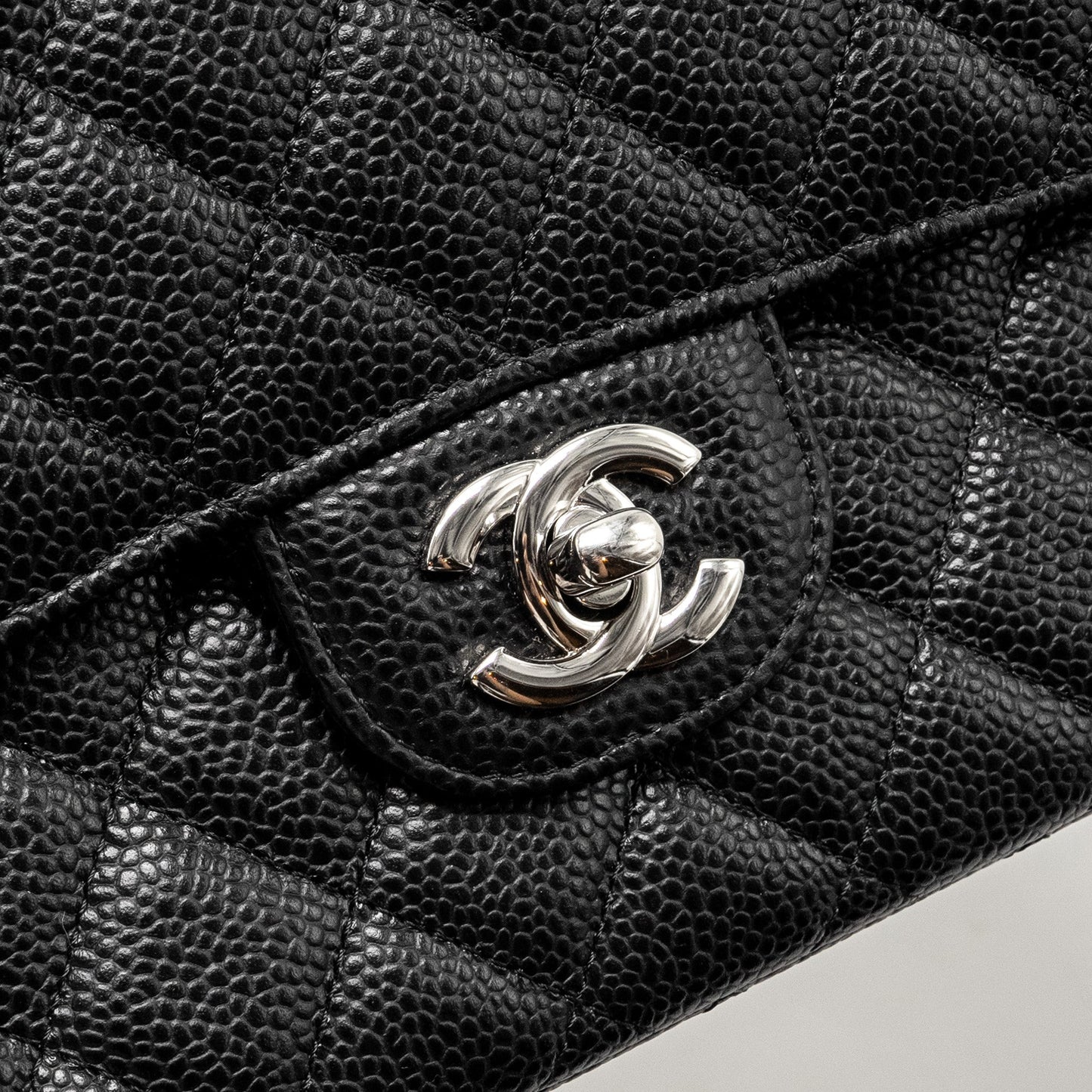 CHANEL Medium Classic Double Flap Bag Caviar Black  (Microchip)
