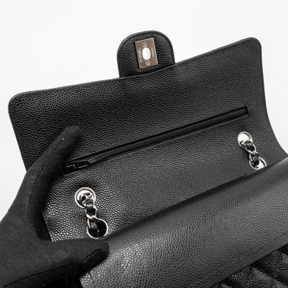 CHANEL Medium Classic Double Flap Bag Caviar Black  (Microchip)