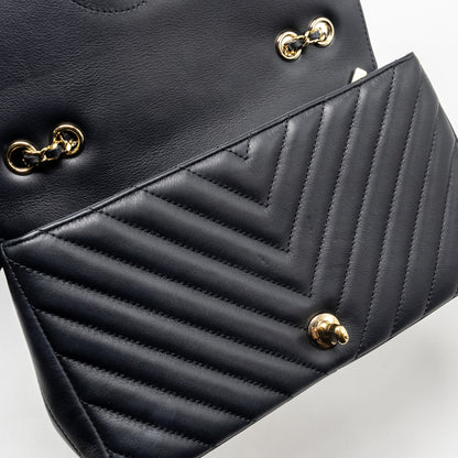 Chanel Seasonal Chevron Flap Bag Calfskin Dark Navy L