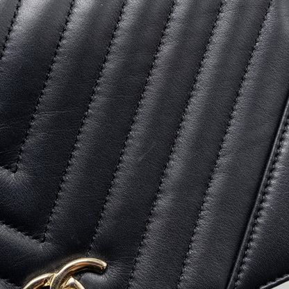 Chanel Seasonal Chevron Flap Bag Calfskin Dark Navy L