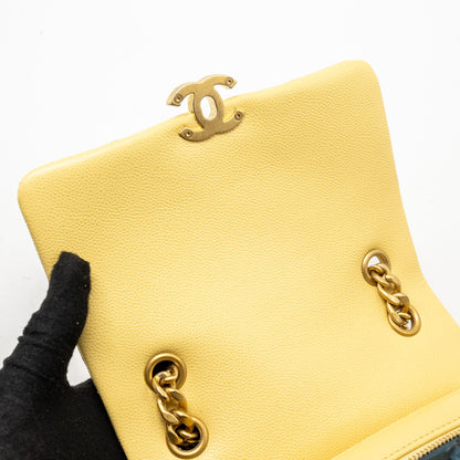 Chanel 22P quilted flap backpack caviar light yellow  (Microchip)