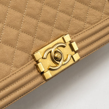 Chanel Medium Boy Bag Caviar Beige