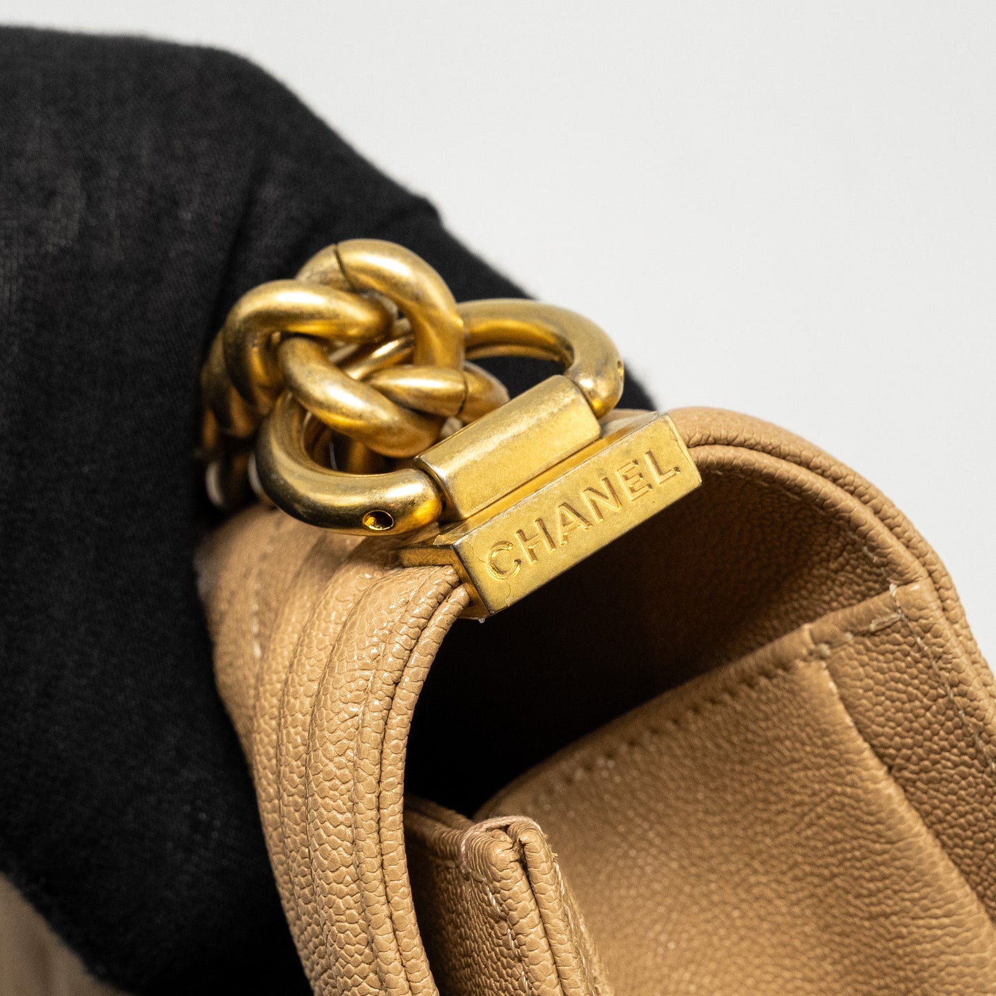 Chanel Medium Boy Bag Caviar Beige