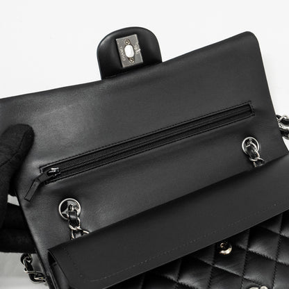 Chanel Medium Classic Double Flap Bag Lambskin Black  (Microchip)
