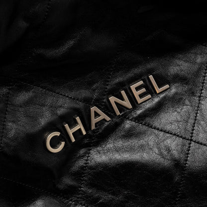 Chanel Medium 22 Shiny Calfskin Black  (microchip)