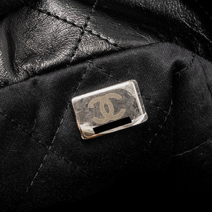 Chanel Medium 22 Shiny Calfskin Black  (microchip)