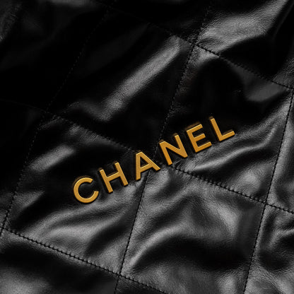 Chanel Medium 22 Bag Shiny Calfskin Black  (microchip)