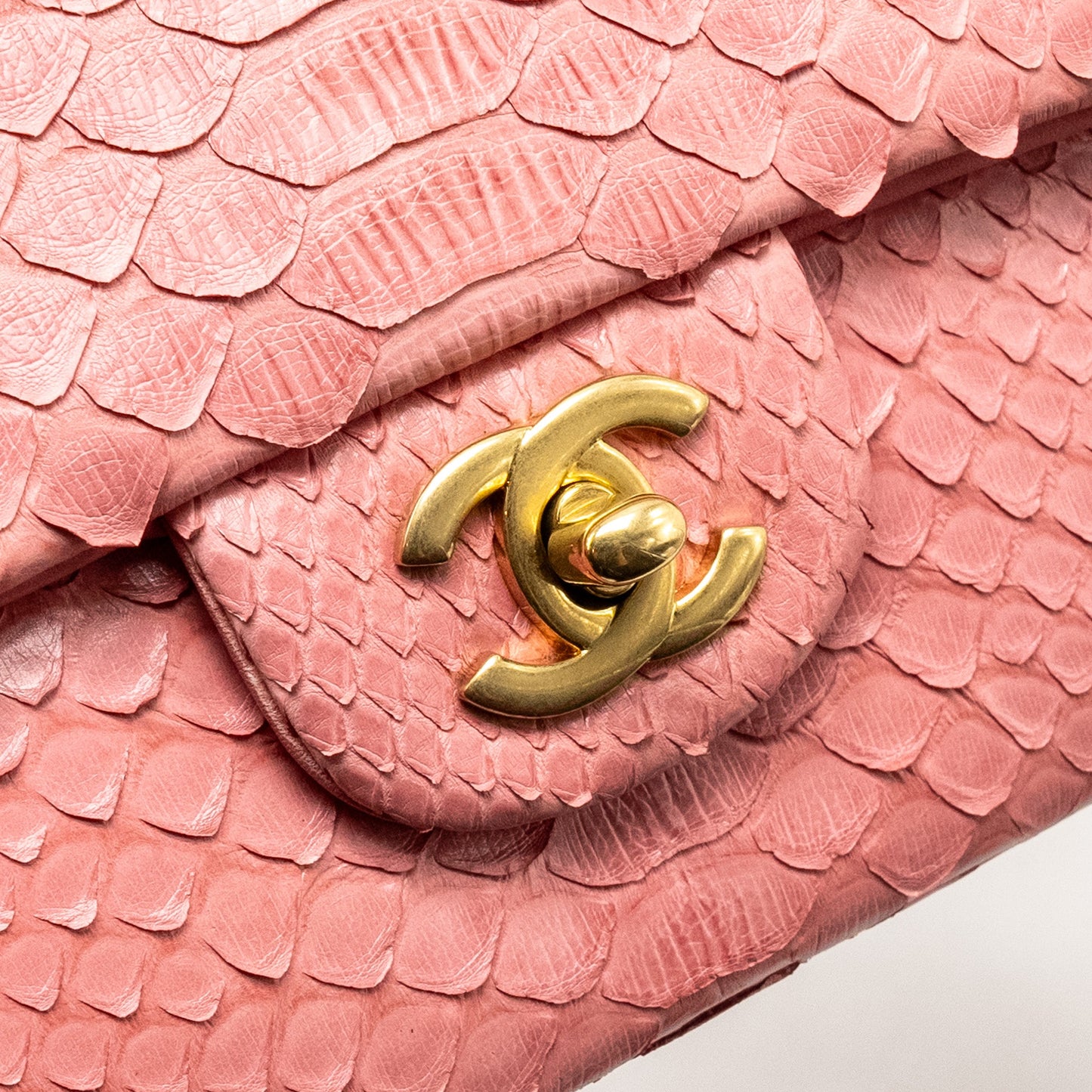 Chanel Medium Flap Bag with Detailed Charms Python Pink