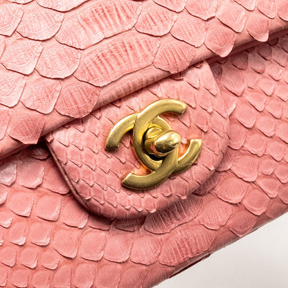 Chanel Medium Flap Bag with Detailed Charms Python Pink