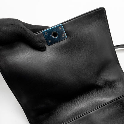 Chanel Multi Chain Boy Bag Calfskin/Tweed Black