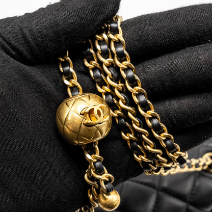 Chanel Pearl Crush Mini Square  Flap Bag Lambskin Black  (microchip)