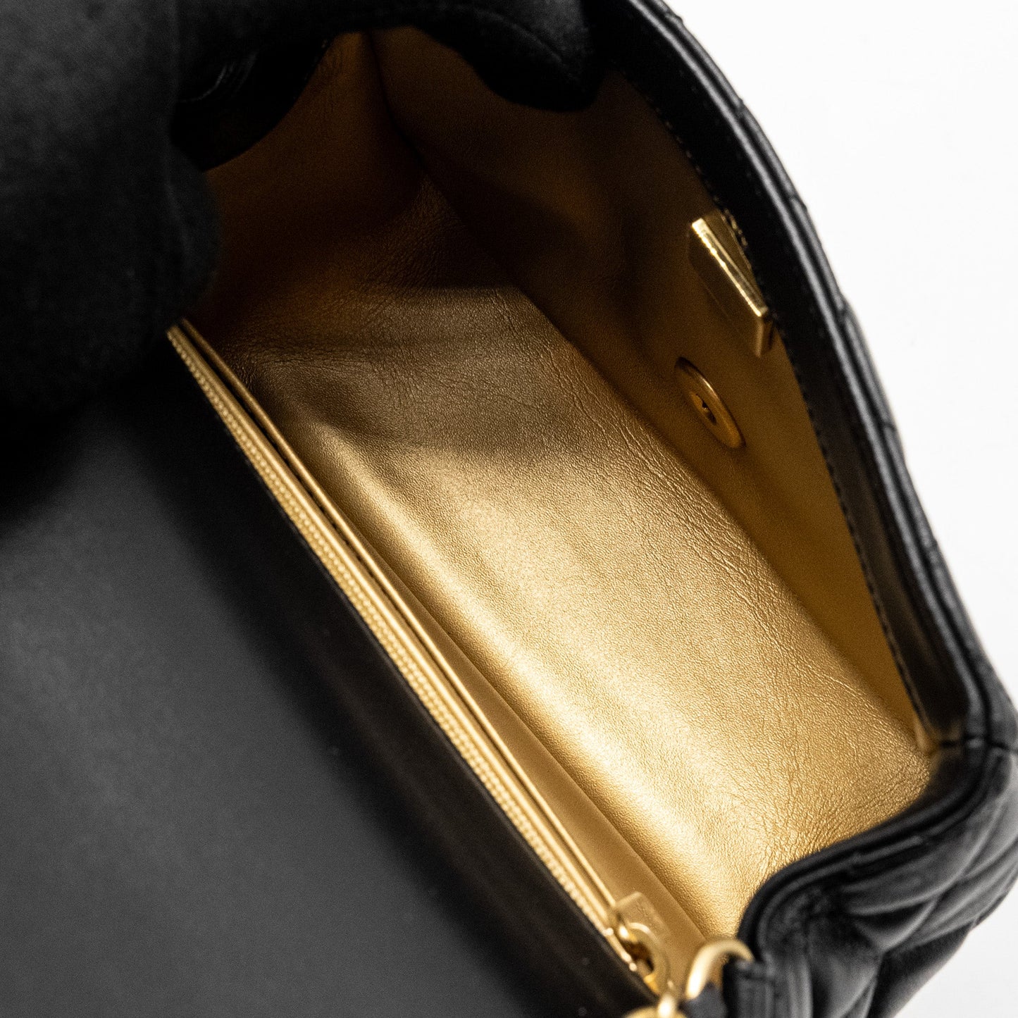 Chanel Pearl Crush Mini Square  Flap Bag Lambskin Black  (microchip)