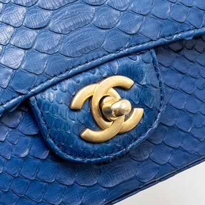 Chanel Mini Rectangular Flap Bag Python Blue