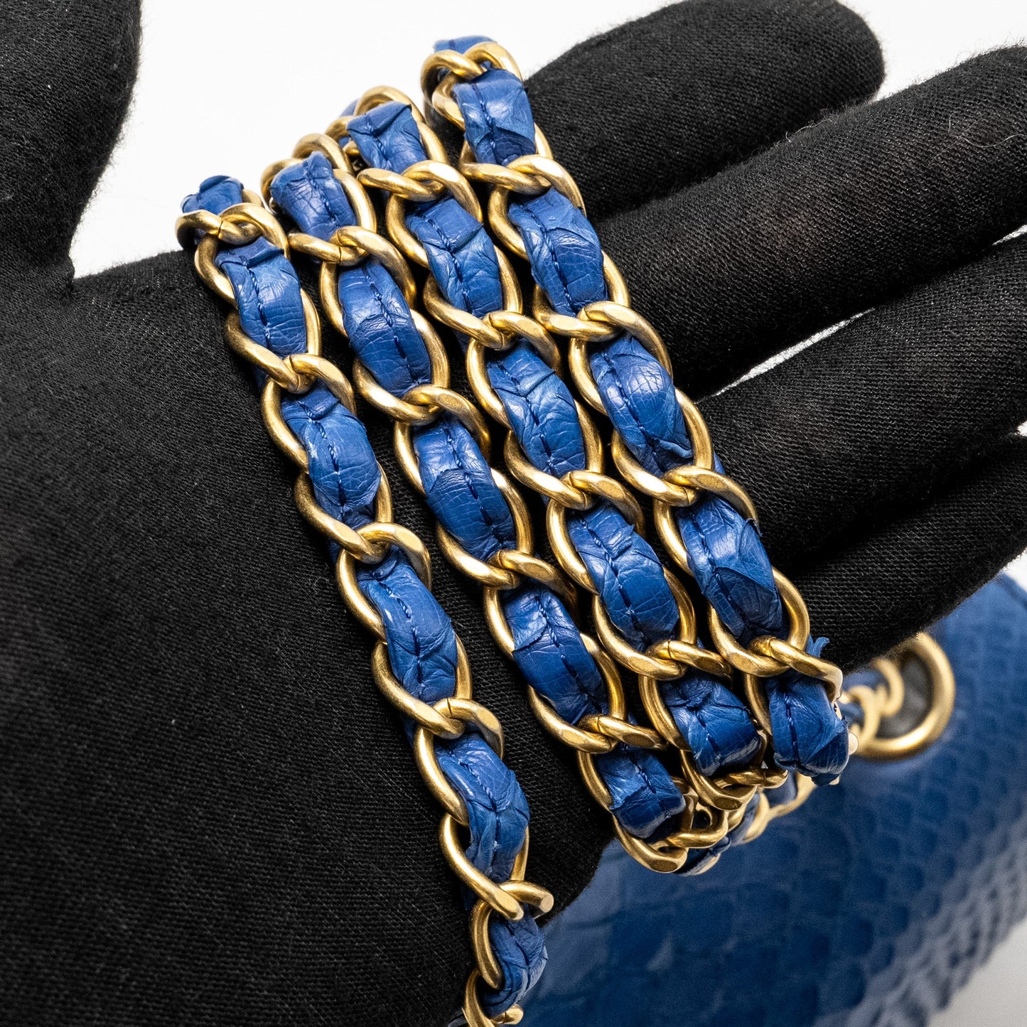 Chanel Mini Rectangular Flap Bag Python Blue