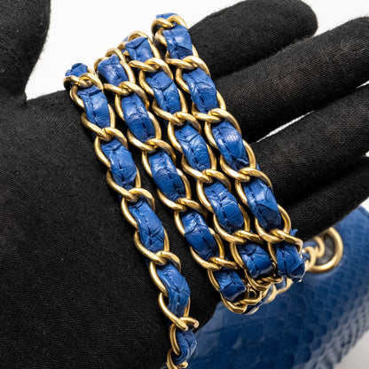 Chanel Mini Rectangular Flap Bag Python Blue