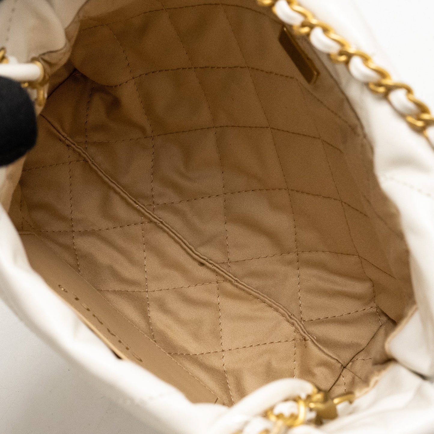 Chanel Mini 22 Bag Shiny Calfskin White  (Microchip)