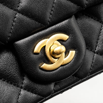 Chanel 24k Pearl Crush Mini Rectangular Flap Bag Shiny Lambskin Black  (microchip)