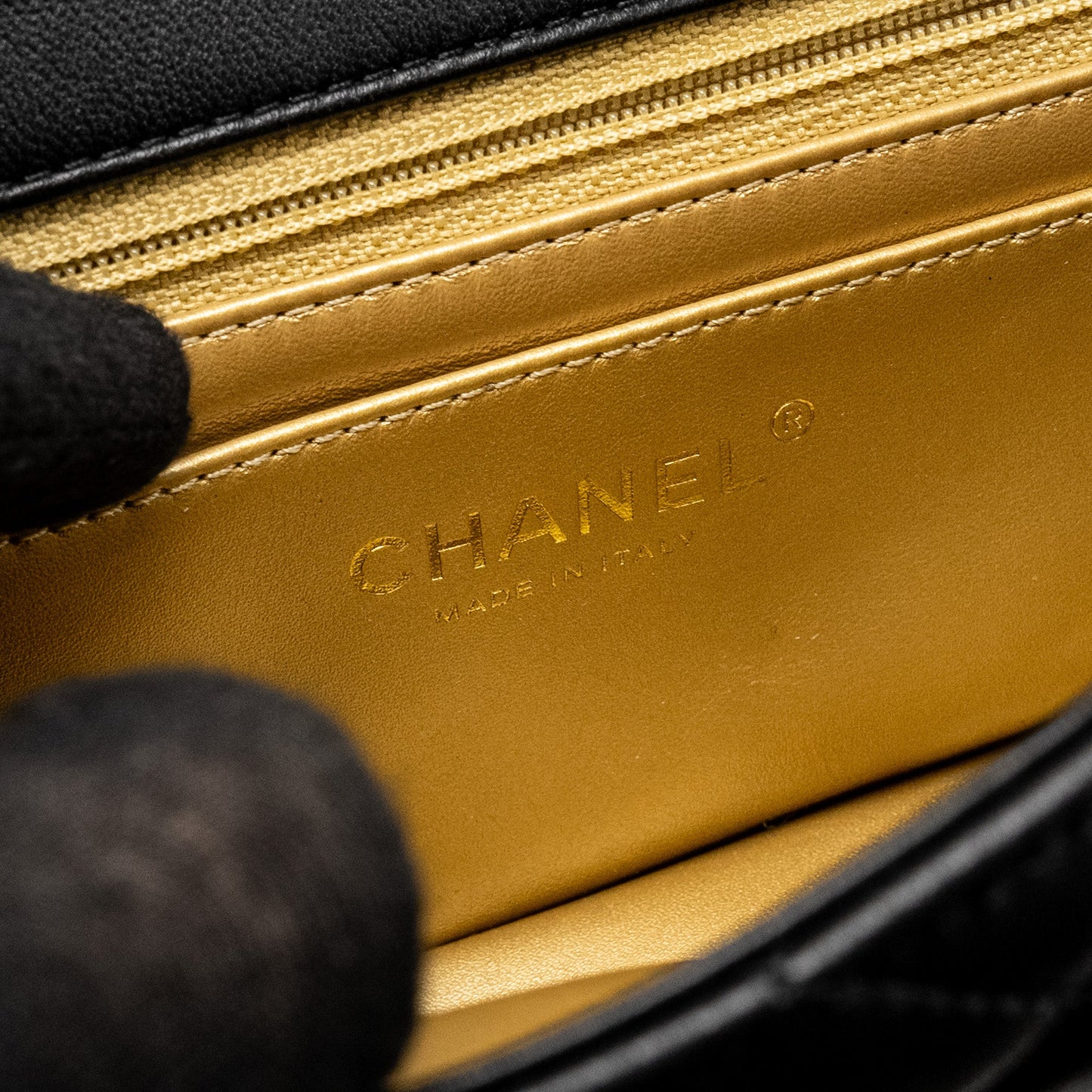 Chanel Pearl Crush Mini Rectangular Flap Bag Lambskin BLACK  (Microchip)