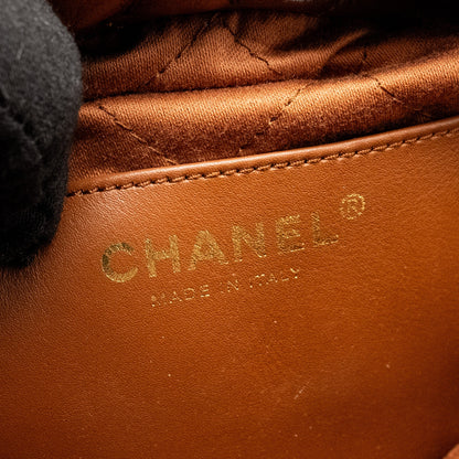 Chanel Mini 22 Bag Shiny Calfskin Dark Beige  (microchip)