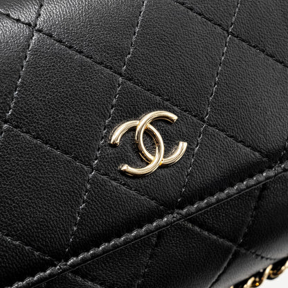 Chanel 22A Phone Case/Mini Wallet on Chain Lambskin Black L (Microchip)