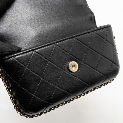 Chanel 22A Phone Case/Mini Wallet on Chain Lambskin Black L (Microchip)