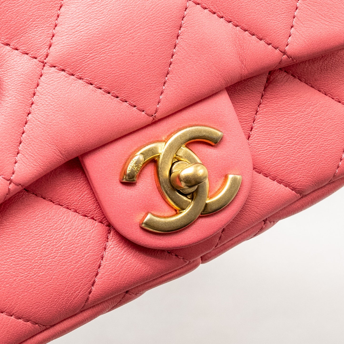 Chanel Mini Funky Town Flap Bag Lambskin Pink  (Microchip)