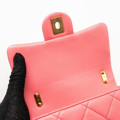 Chanel Mini Funky Town Flap Bag Lambskin Pink  (Microchip)