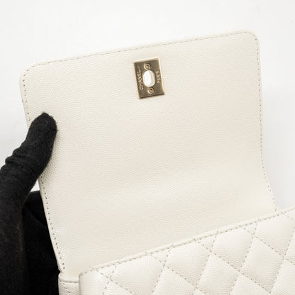 Chanel Mini Coco Handle Caviar White L (Microchip)