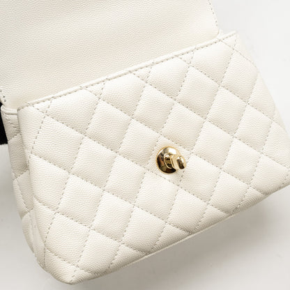 Chanel Mini Coco Handle Caviar White L (Microchip)