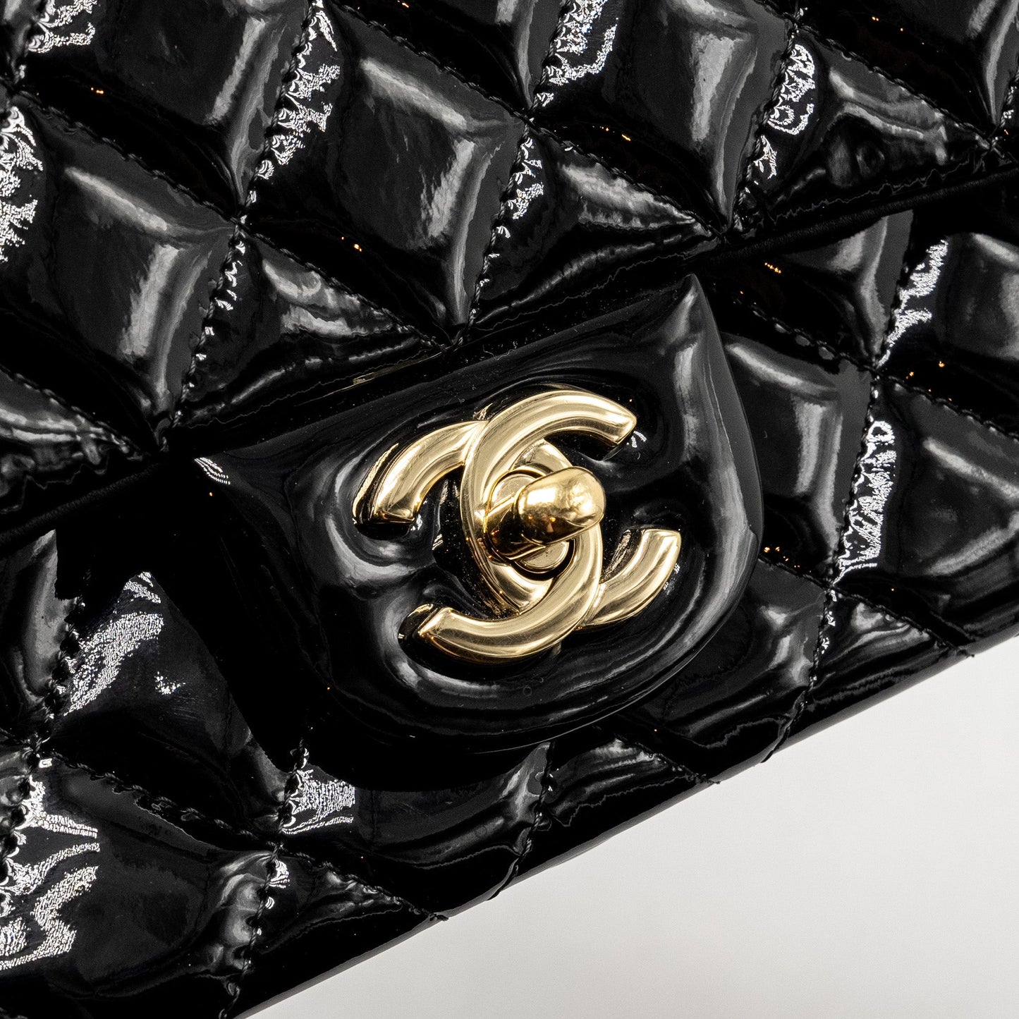 Chanel Mini Rectangular Flap Bag Patent Black L