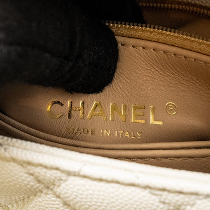 Chanel Mini Coco Handle Caviar White L (Microchip)