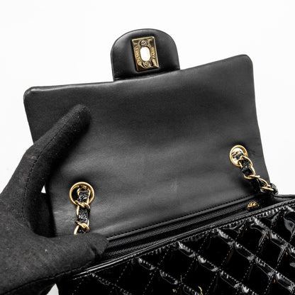 Chanel Mini Rectangular Flap Bag Patent Black L