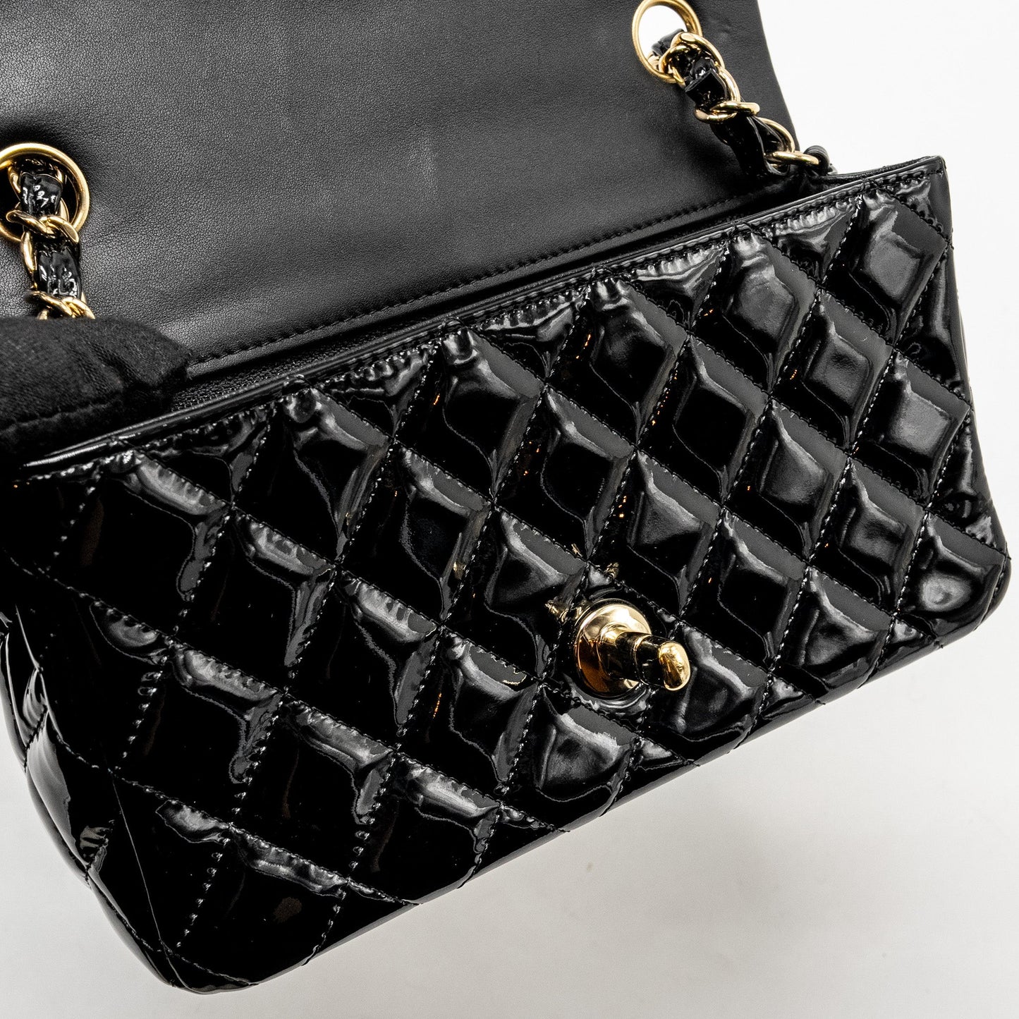 Chanel Mini Rectangular Flap Bag Patent Black L