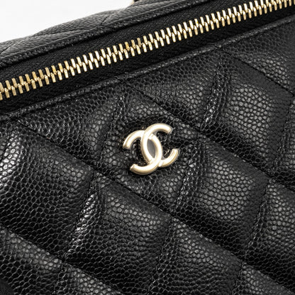Chanel Long Vanity with Chain Caviar Black L (microchip)