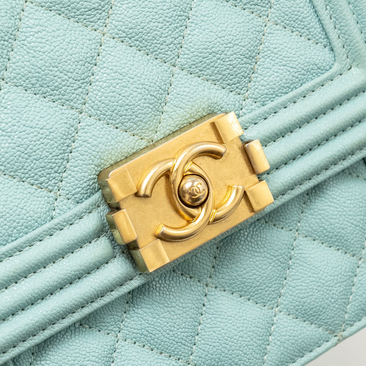 Chanel North South Boy Bag Caviar Light Blue
