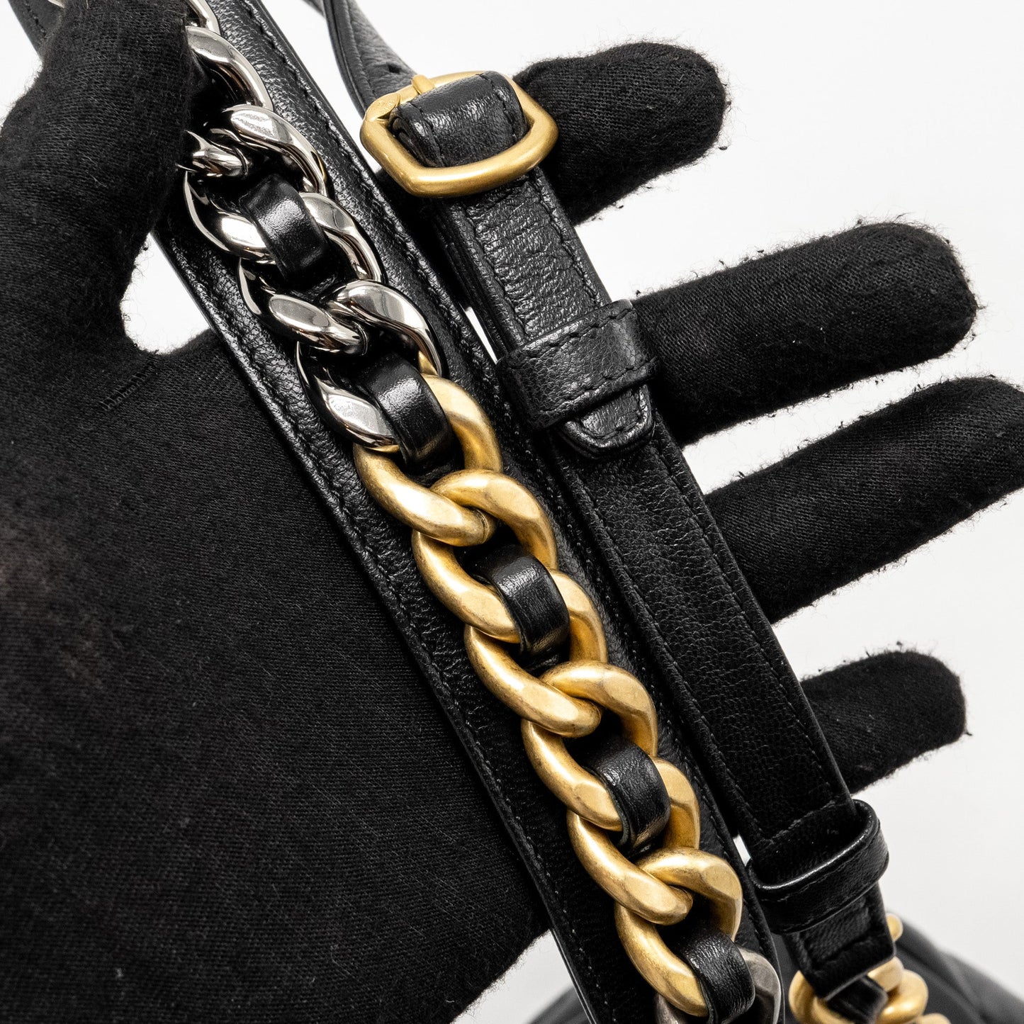 Chanel 19 Quilted Waist Belt Bag Shiny Goatskin Black