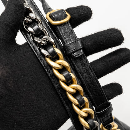 Chanel 19 Quilted Waist Belt Bag Shiny Goatskin Black